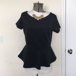 Bisou Bisou Black Women’s Peplum Top, Size L